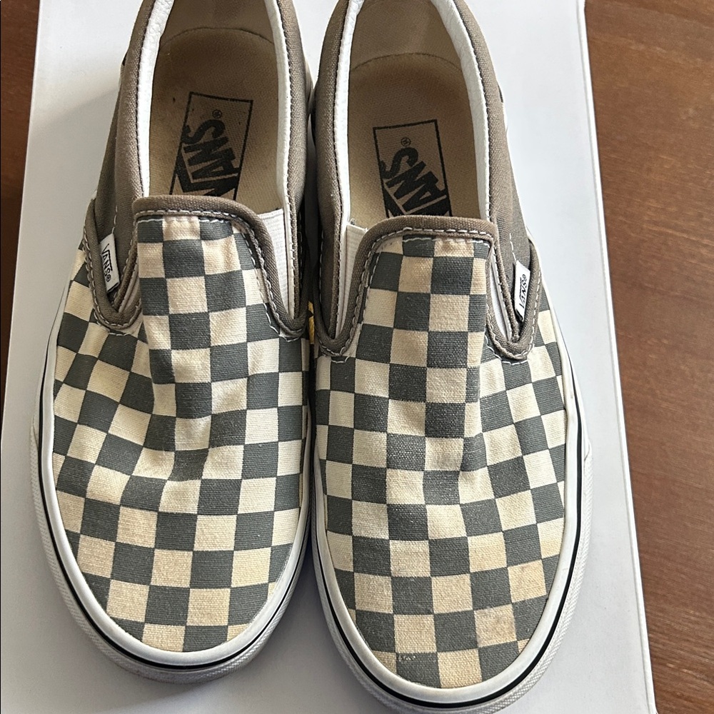 Vans Kids Checkered Slip-On Sneakers - Black and Cream